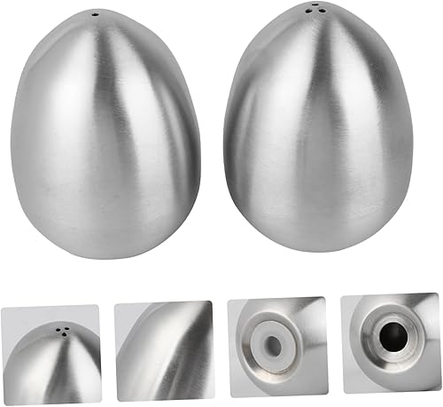 Miniatura 3 de 2pcs Egg Shaped Condiment Bottles Stainless Steel Spices 1 and 3 Holes for Kitchen Seasoning and Dining