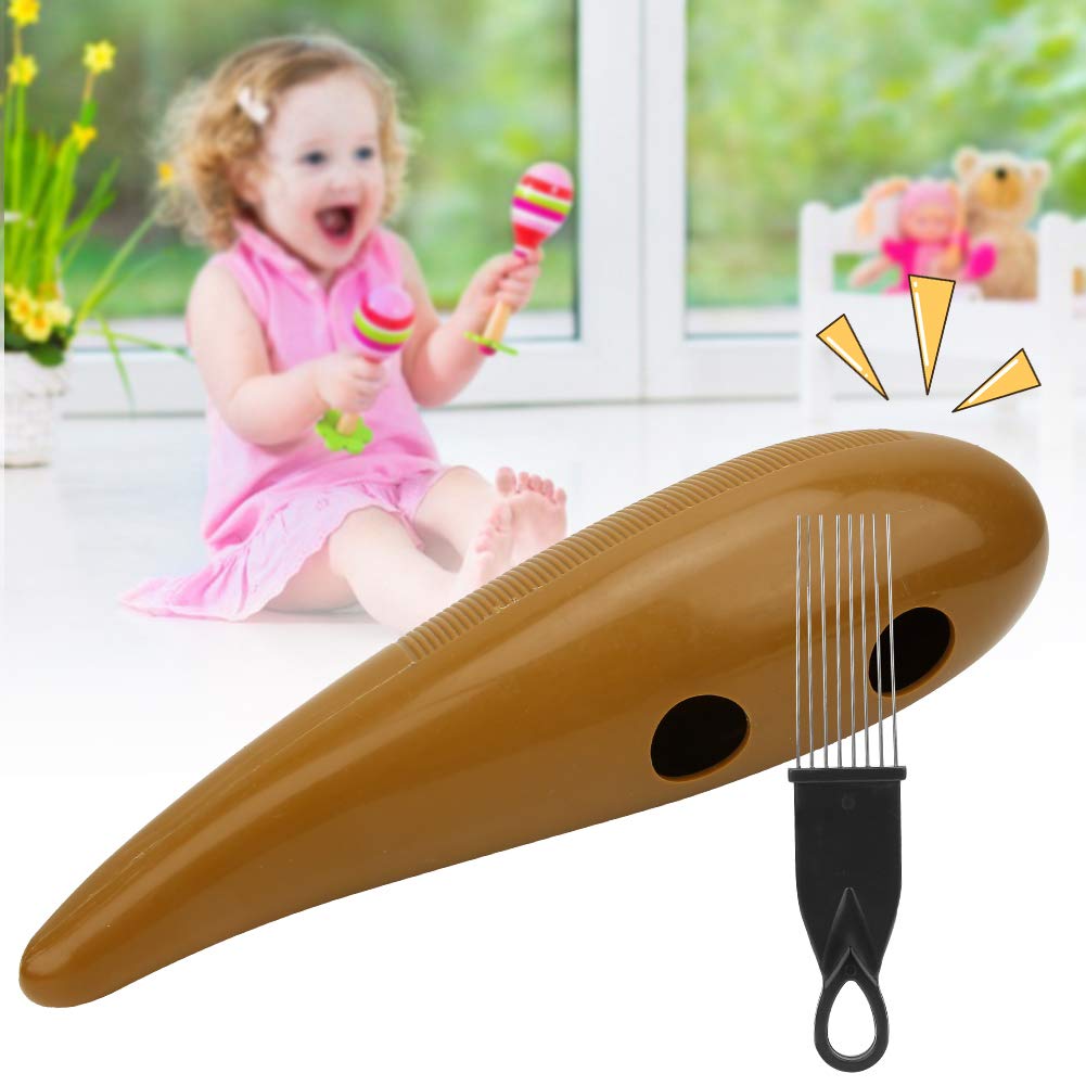 Guiro avec Grattoir, Instrument de Percussion Portable 2 Textures Sonores en Plastique pour Musique Latino, Cadeau Musical Enfants et Adultes Débutants