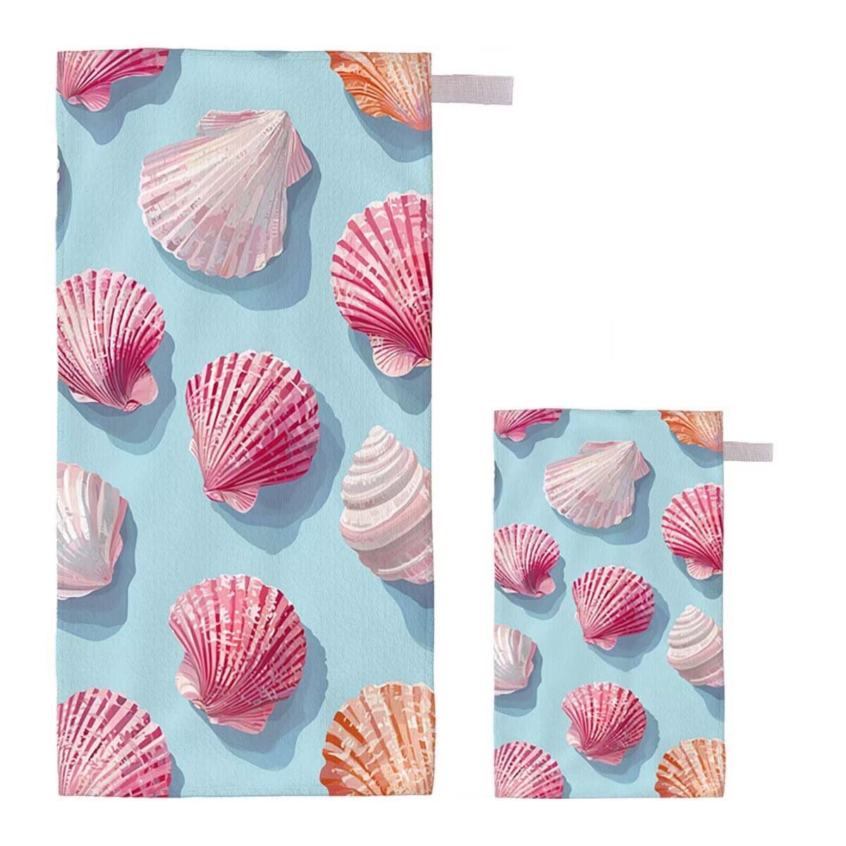Toalla de Playa Grande 220x100cm/35x70cm, Juego de 2 Toalla Microfibra XXL de Antiarena, Toallas Playa Suave Ligera, Absorbente Secado Rápido, Beach Towel Viaje, Regalo Mujer Hombre (Caparazón) G-52