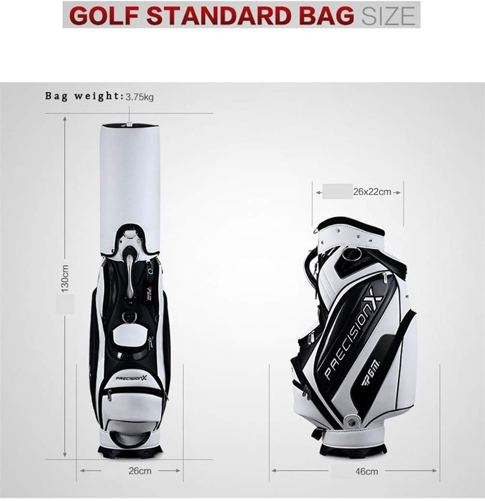 WYSTAO Golf Bag Cover Waterproof Pu Leather Waterproof Portable Black and White Red Golf Bag Padded Shoulder Strap Golf Bag Suitcase Golf Bag Tube (Color : A) : Sports & Outdoors