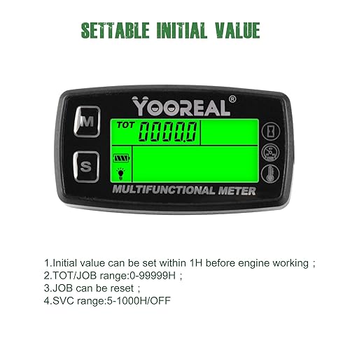 Miniatura 4 de Yooreal Medidor digital de temperatura del motor, tacómetro y medidor de hora, sonda de temperatura extraíble, impermeable para scooter,