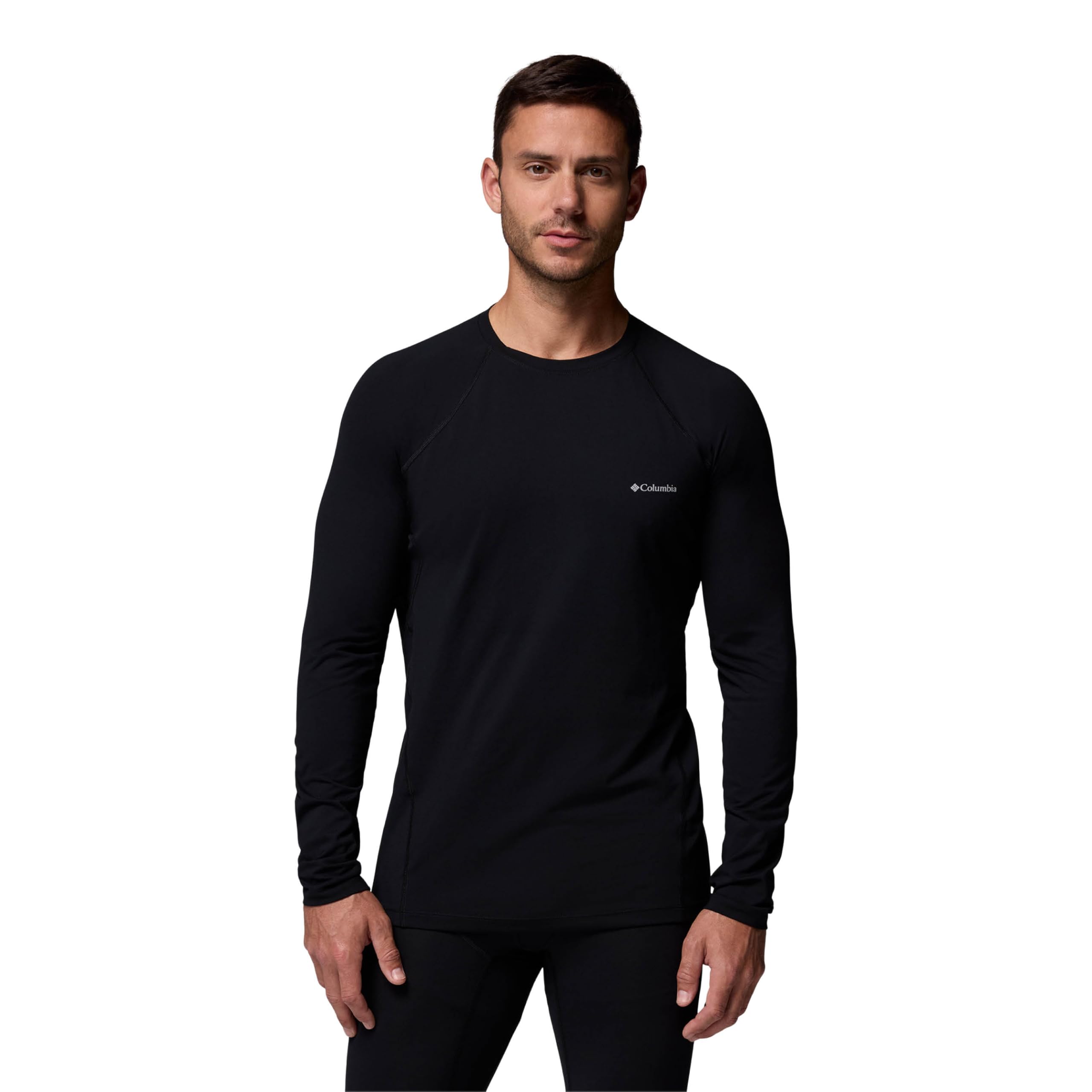 Men's Long Sleeve Baselayer, Midweight Stretch Black