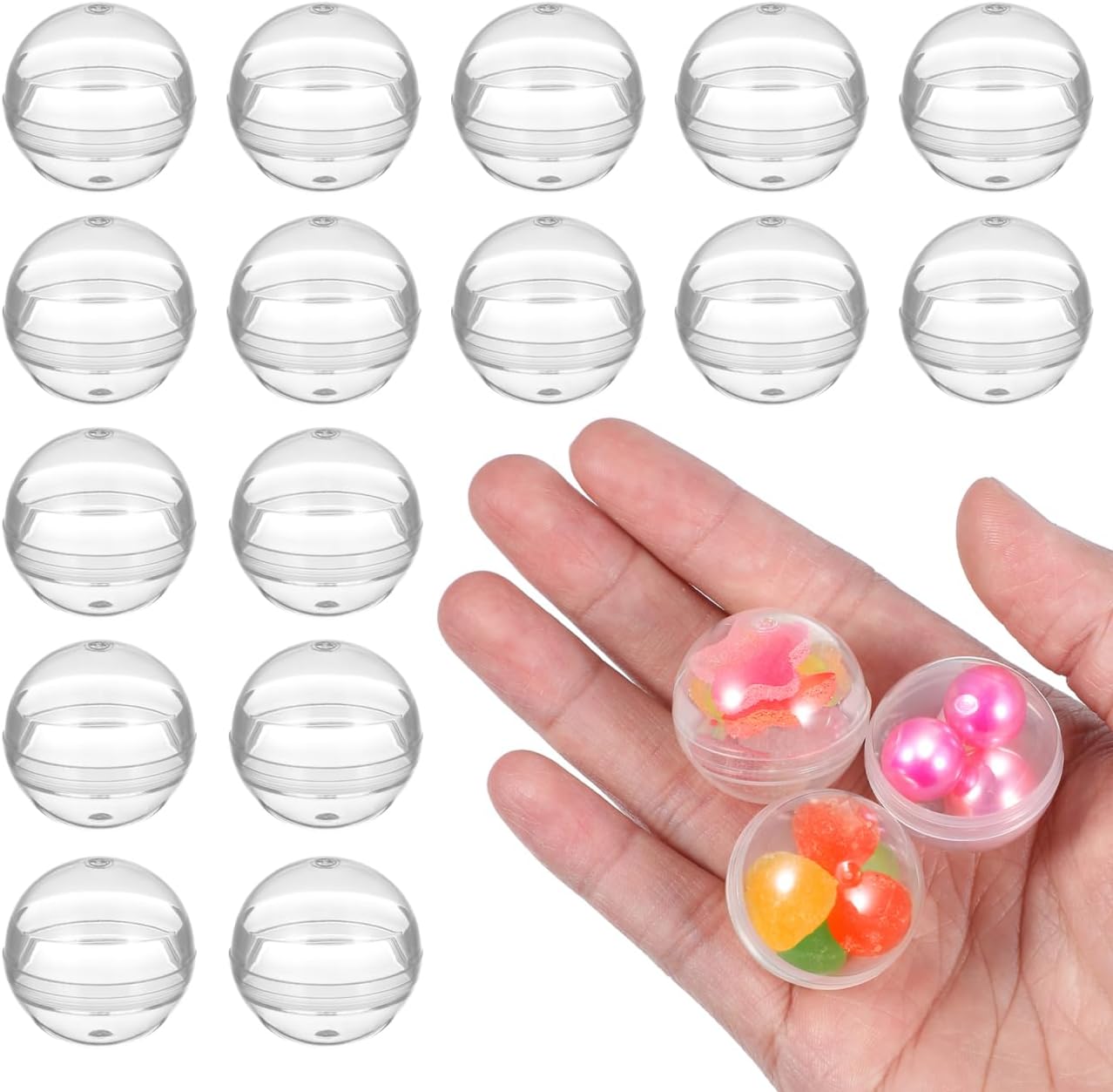 Pack of 100 Transparent Acrylic Balls 28 mm, Round Fillable Craft Balls for DIY, Christmas, Party Games & Vending Machines (Chewing Gum/Lotto)