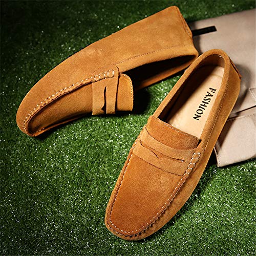 Image of ANUFER Men's Suede Leather Penny Loafers Comfort Driving Shoes Moccasin Slippers