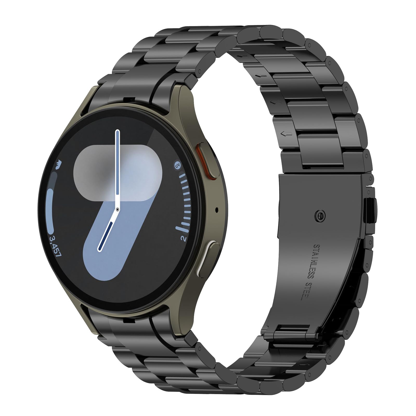 Correa de metal de liberación rápida con tres cuentas para reloj inteligente 7/6/5/4, unisex, correa reemplazable