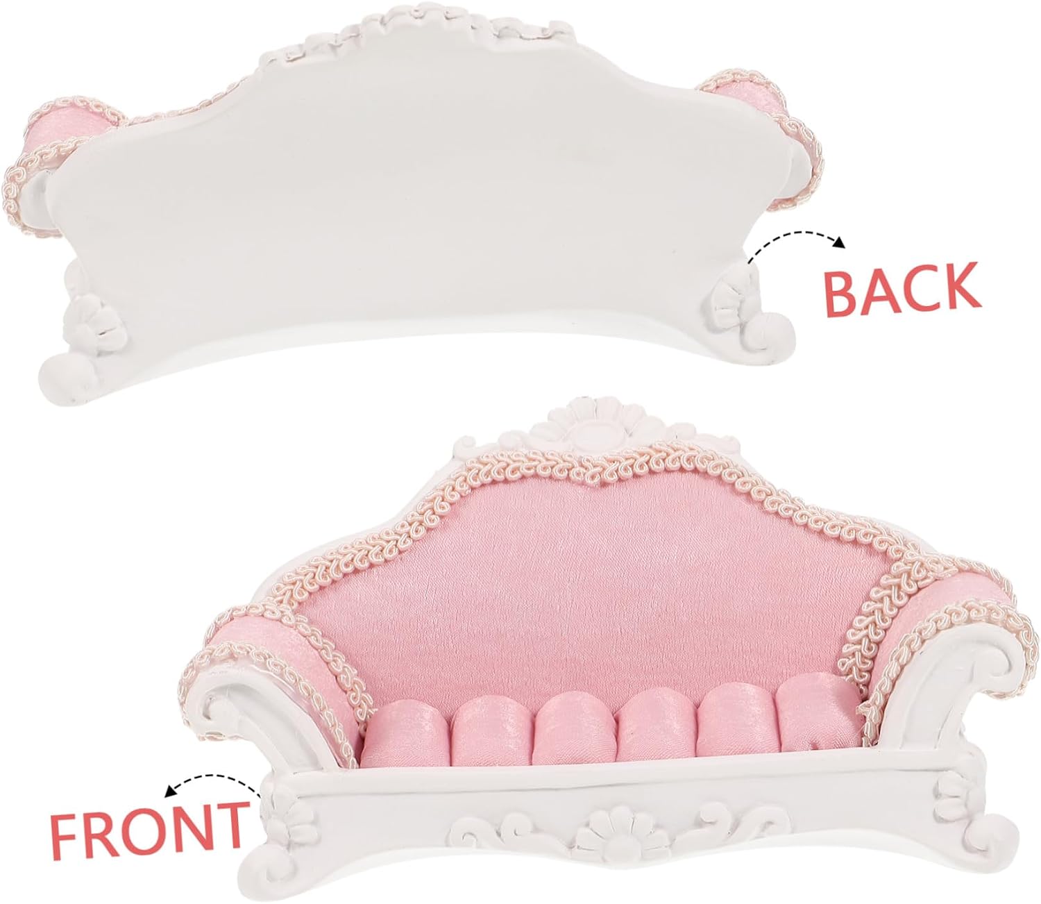 Sofa Shape Jewelry Display Stand for Rings and Accessories, Pink Resin image 3