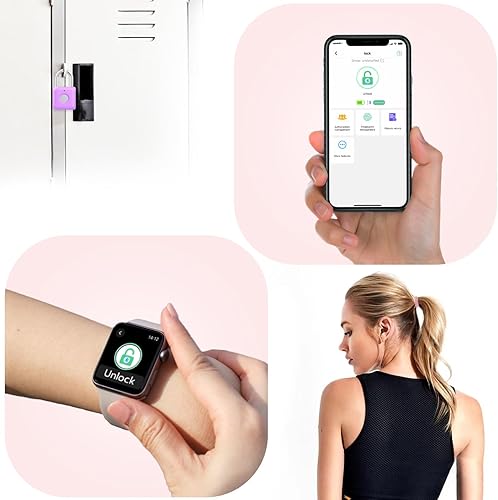 Miniatura 6 de Candado de huellas dactilares eLinkSmart Gym Locker Lock para niñas y mujeres con aplicación de teléfono iOS, cerraduras de combinación sin llave de