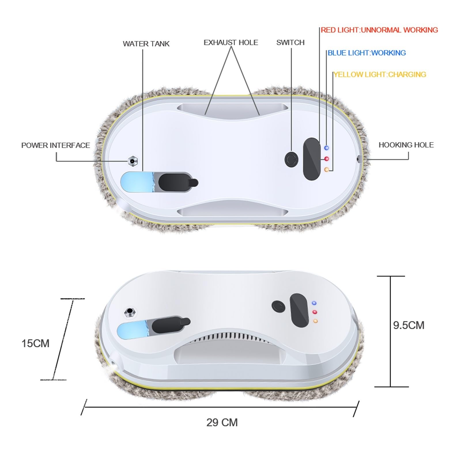 Robot For La Pulizia A Spruzzo D'acqua Lavavetri Elettrico Automatico Telecomando Magnete Intelligente Anticaduta Pulizia Profonda(HCR-9)