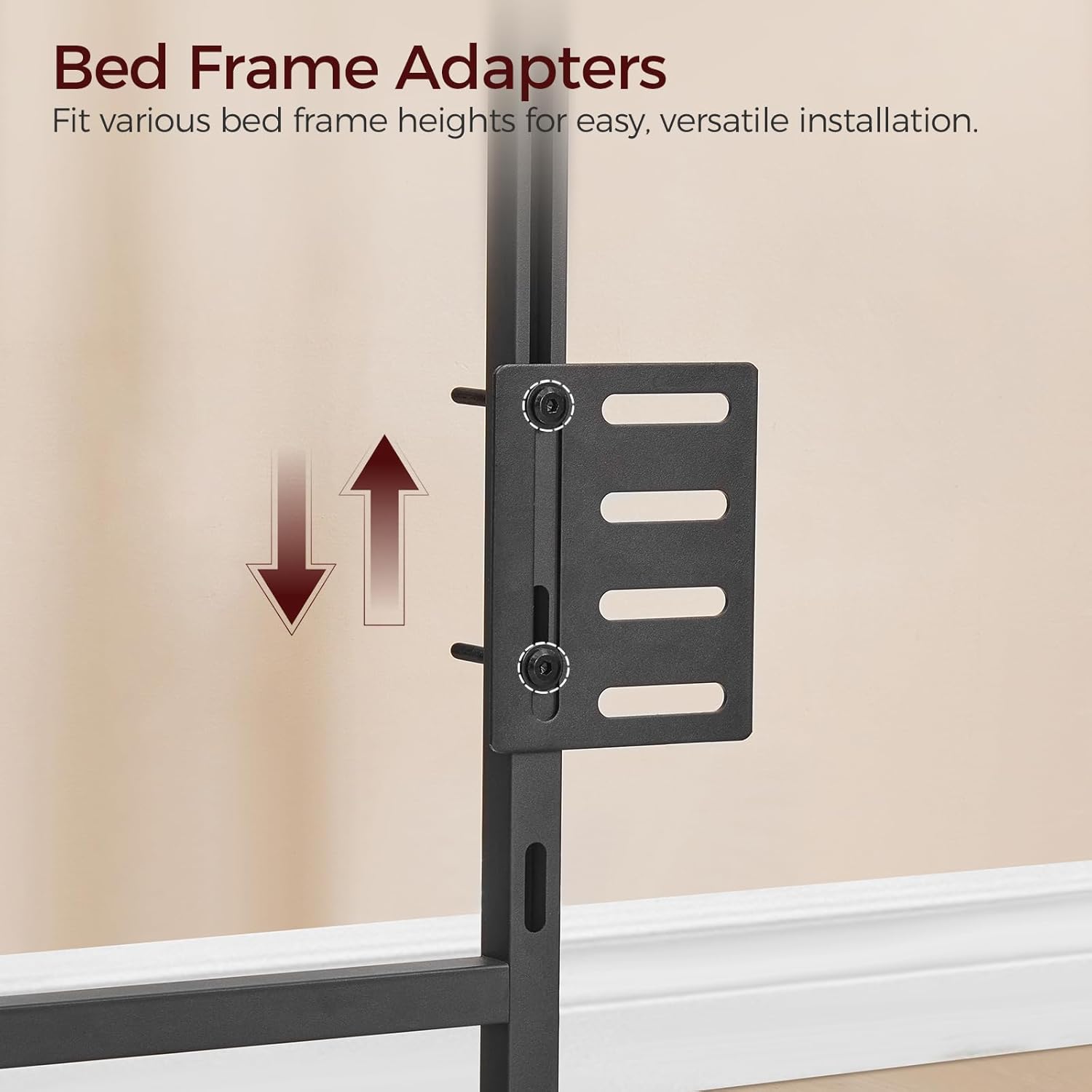 Queen Size Headboard Only, Metal Headboard with 2 Power Strips, Reclining Backrest, with Bed Frame Adapters, Easy Assembly, Rustic Brown and Black