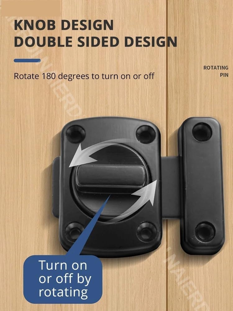 Gate Latch Slide Bolt Latch Lock, Rotating Hasp Latches,Safety Double Sided Gate Locks Ideal for Furniture,Windows 1pcs(Small Silver)