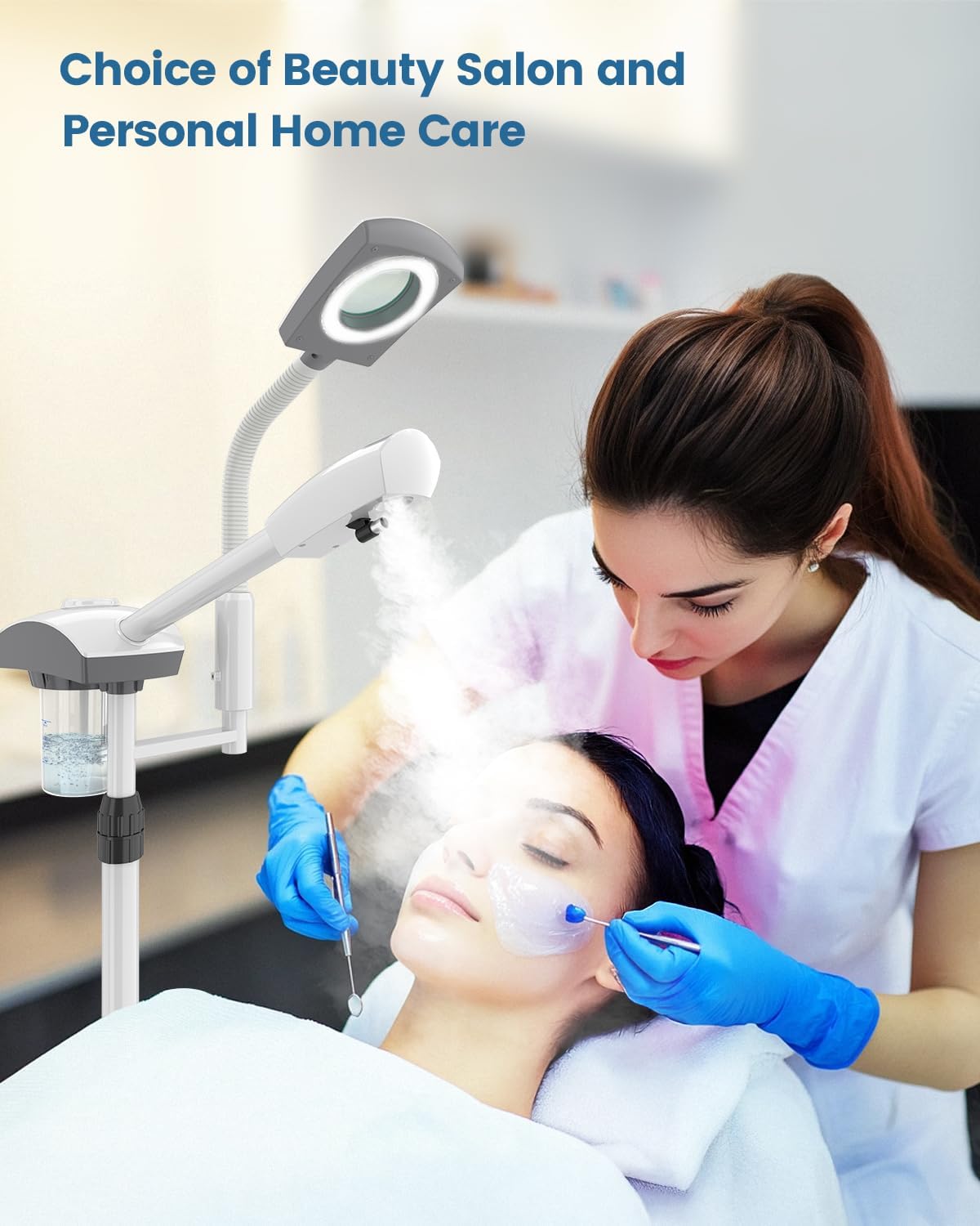 Kingsteam Professional 2-in-1 Facial Steamer with 5X Magnifying Lamp, Salon Grade Hot Mist Esthetician Device, Adjustable Timer, 2 Steam Levels, 3-Level LED Light, White - Image 7