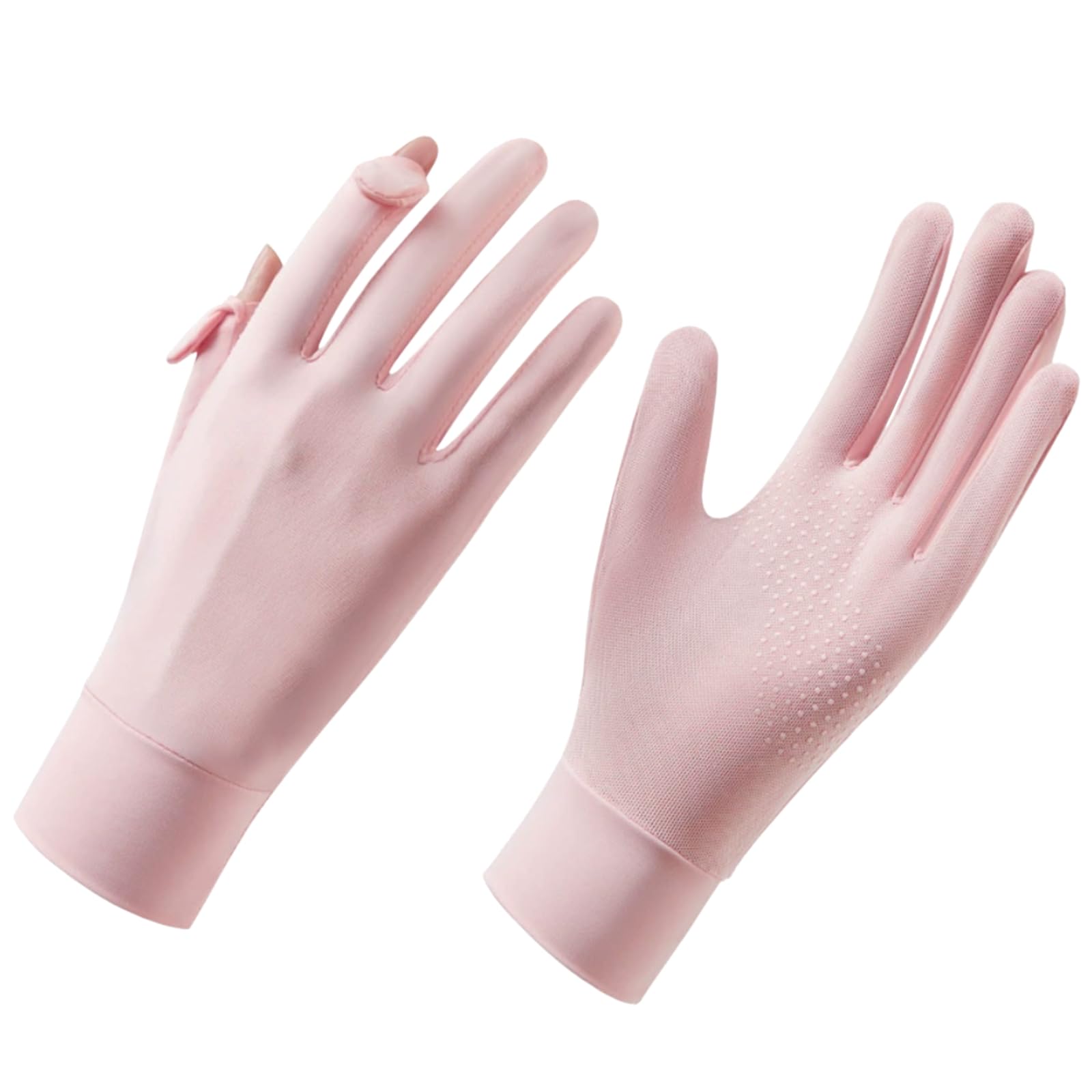 TINAYAUE Cycling Touchscreen Gloves Thin Ice Silk Summer UPF50+ Sunblock Non-Slip Breathable Cooling Glove 1 Pairs for Women Driving (Pink)