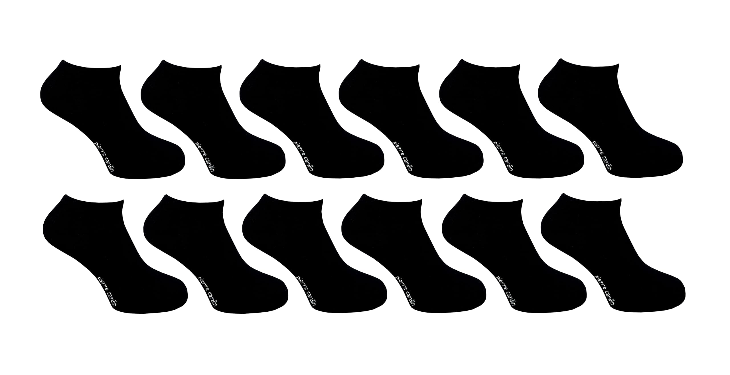 Pierre Cardin Men's Black - 12 Pack - Trainer Liner Socks | 3, 6 & 12 Pairs | U.k Size 7-11 | Active Socks (Uk, Numeric, 7, 11, Regular, Regular, )