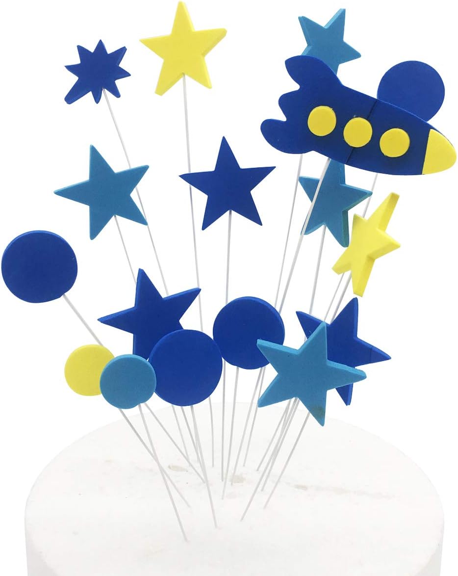 Spaceship Star Cake Topper, Happy Birthday Twinkle DIY Glitter First Birthday Cupcake Topper Cake Smash Candle Alternative Party Handmade 制造商: Somtis