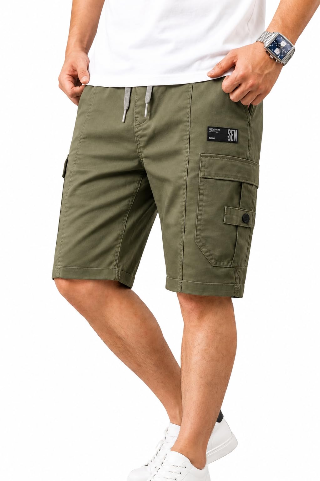 Men Premium Cotton Shorts | Solid Clean Look Cargo Shorts | Comfortable Regular Fit Casual Wear Shorts-picture-10