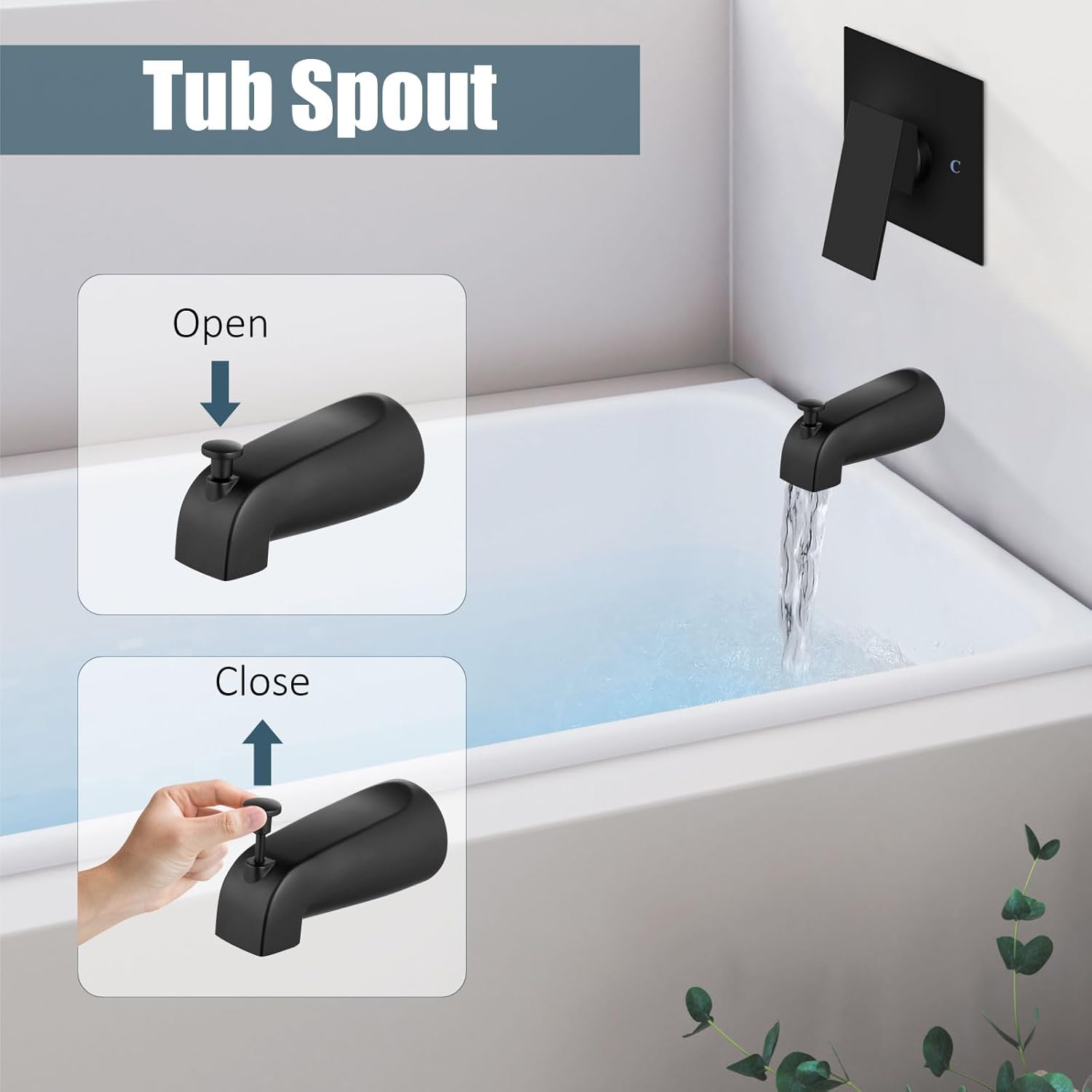 Aolemi Shower Tub Faucet Set with Handheld Spray Shower System Single Shower Rainfall Head and Handle with Tub Spout Combo Rough-in Valve Included Shower Trim Kit 6 Inch Shower Head, Matte Black - Image 8