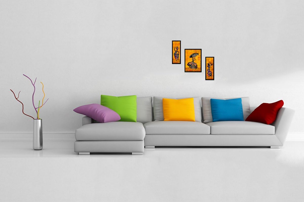 SAF UV Textured Modern Art Print Framed Painting Set of 3 for Home