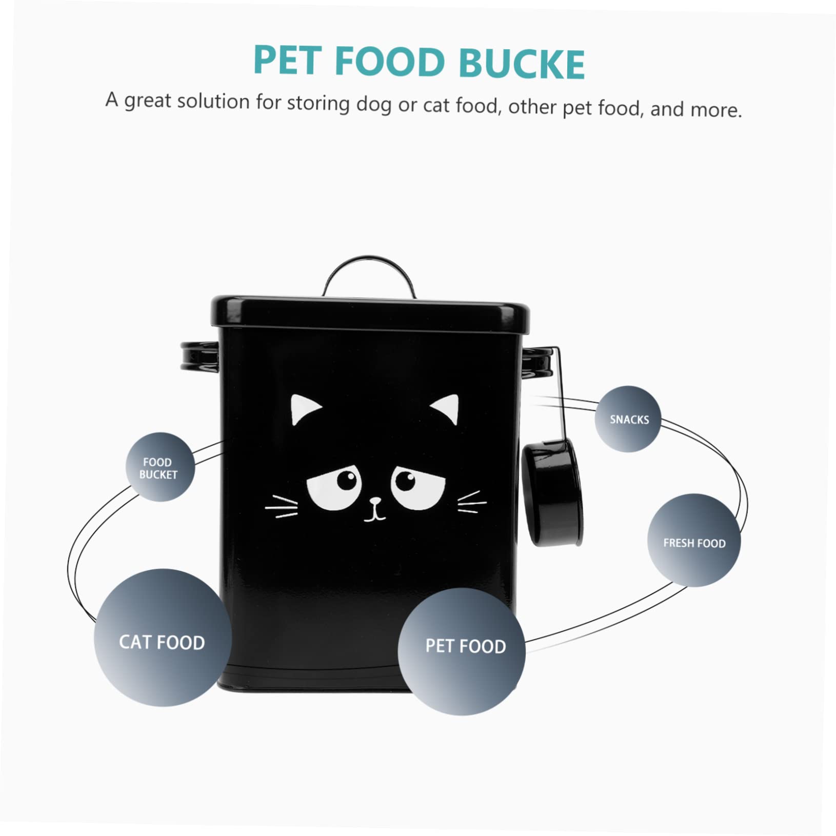 Secchio per cibo per cani, ermetico, con cucchiaio, capacità per gatti e cani, per conservare cibo e snack