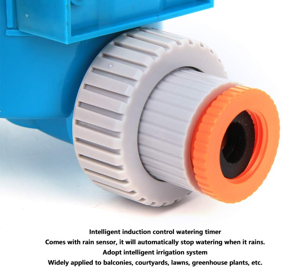 Pilipane Watering Timer Irrigation Controller Automatic Watering Timer Intelligent Irrigation System with Rain Sensor LCD Display for Greenhouse Plant Flower Lake Blue POM Material