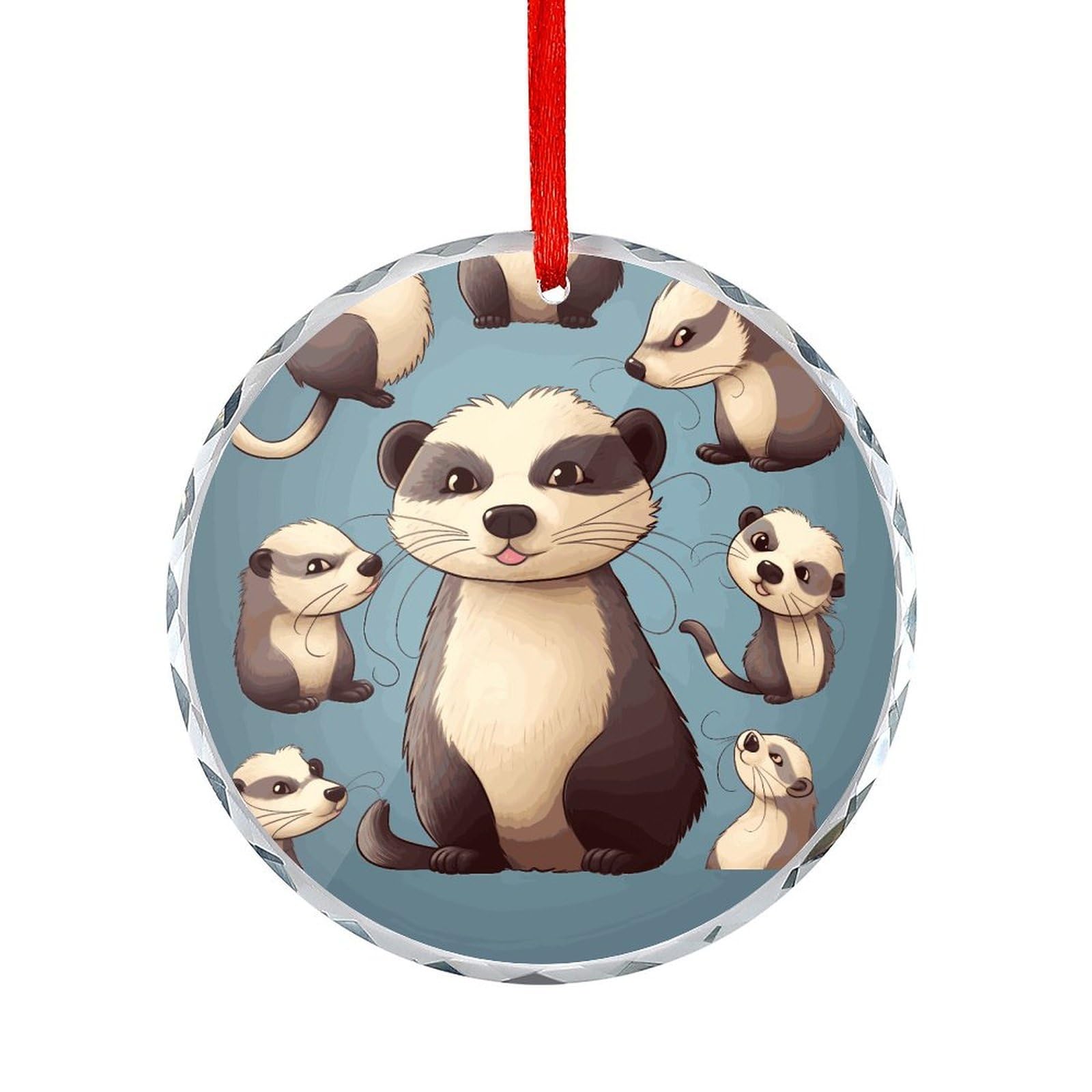 Btcowzrv Style Hairy Ferret Round Ornament Hanging Pendant Decor