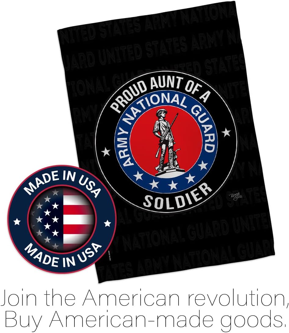 Army Proud Aunt Soldier Garden Flag - Set with Stand Armed Forces National Guard ANG United State American Military Veteran Retire Official - House Banner Small Yard Gift Double-Sided 13 X 18.5