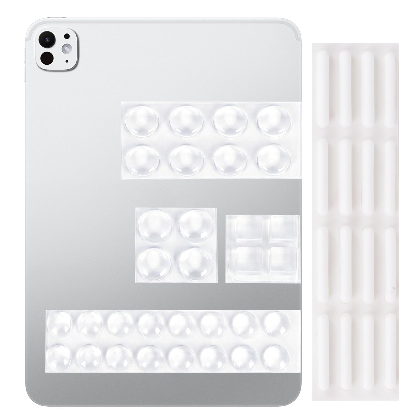 48 Pcs Bumper Pads, Self Adhesive Silicone Pad, Round Spherical Square Rubber Feet Pads for Cabinet Doors Glass Tops Drawers Cupboard Boards Picture Frames, Clear (48PCS-Clear)