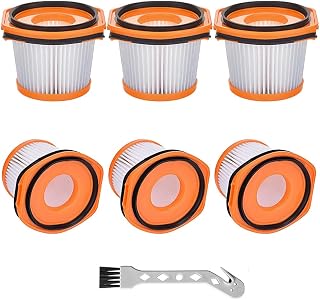 6 Pack Replacement Filters for Shark Wandvac System WS620 WS630 WS632 WS632BLBRN WS632GDBRN WS632GNBRN WS632RGBRN WS632PKBRN, Fabric Vacuum Filter Replace to Part # XFFWV360