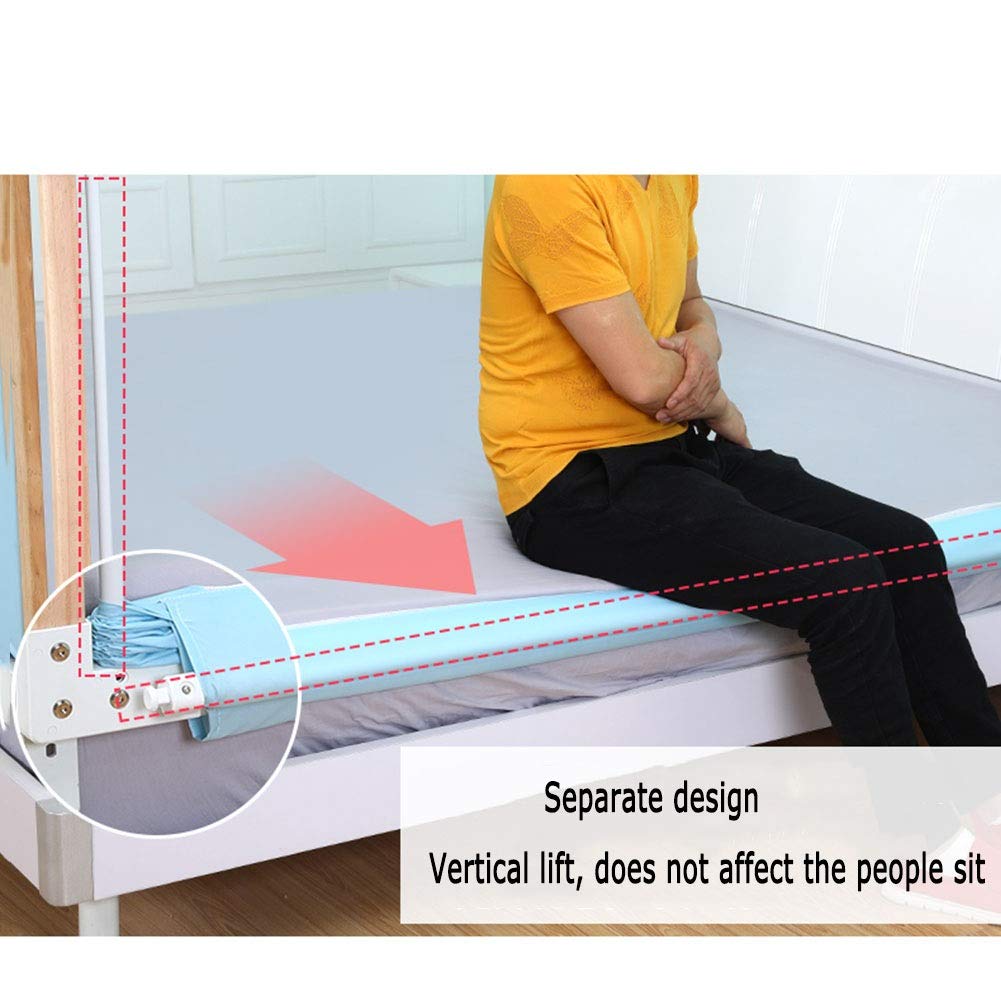 Barandillas de Cama con Malla ventilada Ajustable en Altura para Cuna Convertible, Soporte de elevación Vertical, 3 Lados