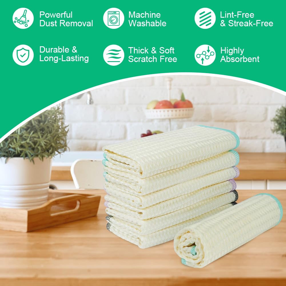 HOTUT Panno in Microfibra Ultra Premium a Nido d'ape, 6 Pezzi Panni per la Pulizia in Microfibra, Struttura a Cialda Assorbente e Senza Pelucchi, Asciugamani per la Pulizia Cucina e Piatti, 30 x 30 cm