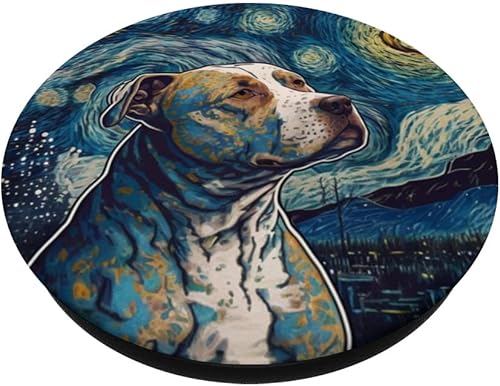 Miniatura 2 de Pitbull - PopSockets intercambiables con diseño de noche estrellada, diseño de perro, mamá y papá