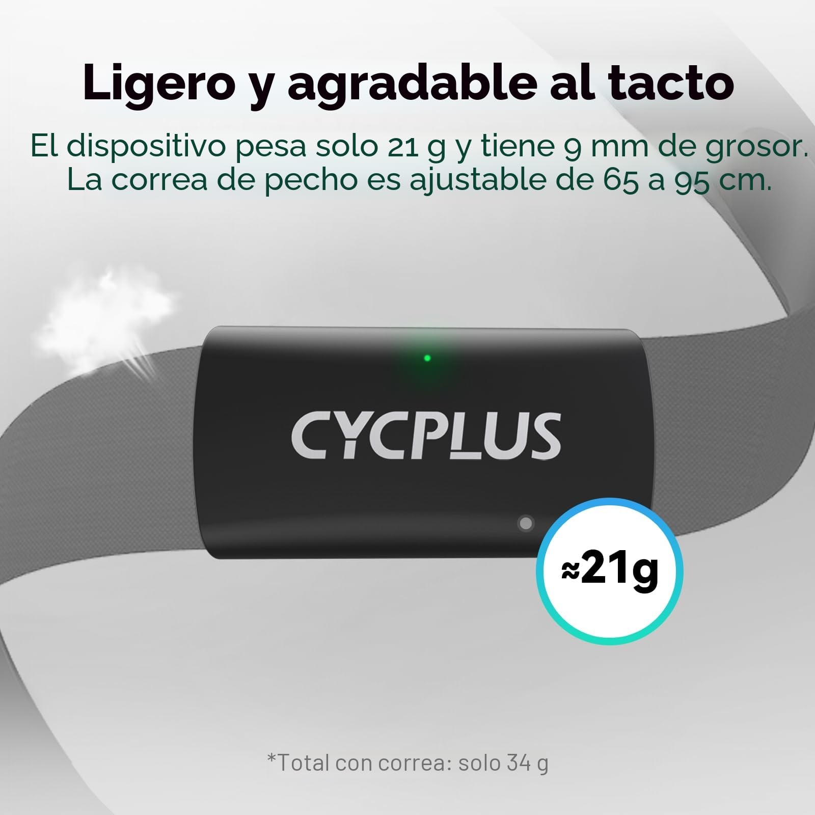 CYCPLUS H2Pro Monitor de Frecuencia Cardíaca Banda Torácica Bluetooth ANT+ IPX7 Impermeable 500h Batería