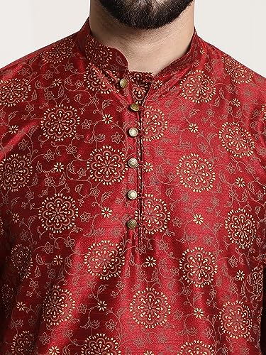 Image of Sojanya (Since 1958 Men'S Silk Blend Kurta Pyjama & Nehru Jacket Combo