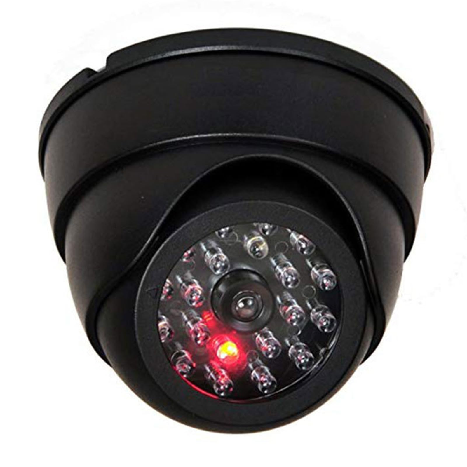 Realistic Imitation CCTV Security Camera with Flashing LED Simulated Security Monitorings for Effective Crime Prevention Black