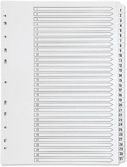Q-Connect KF01357 Index A4 Multi-Punched 1-31 Polypropylene - White