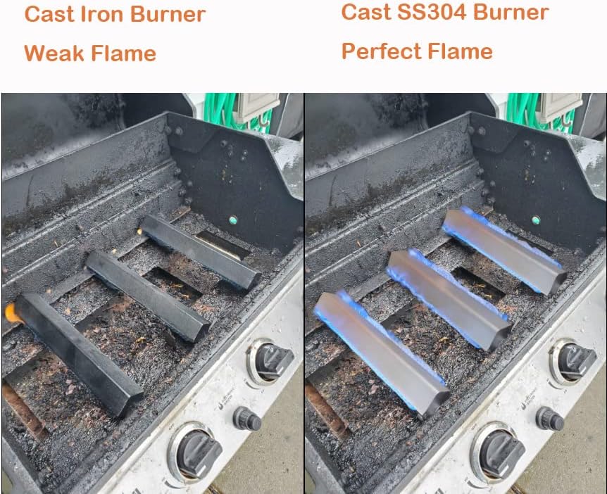 Miniatura 6 de Paquete de 3 quemadores de barbacoa de acero inoxidable fundido de 13 34 pulgadas, piezas de repuesto para parrillas Charbroil, Centro, Front