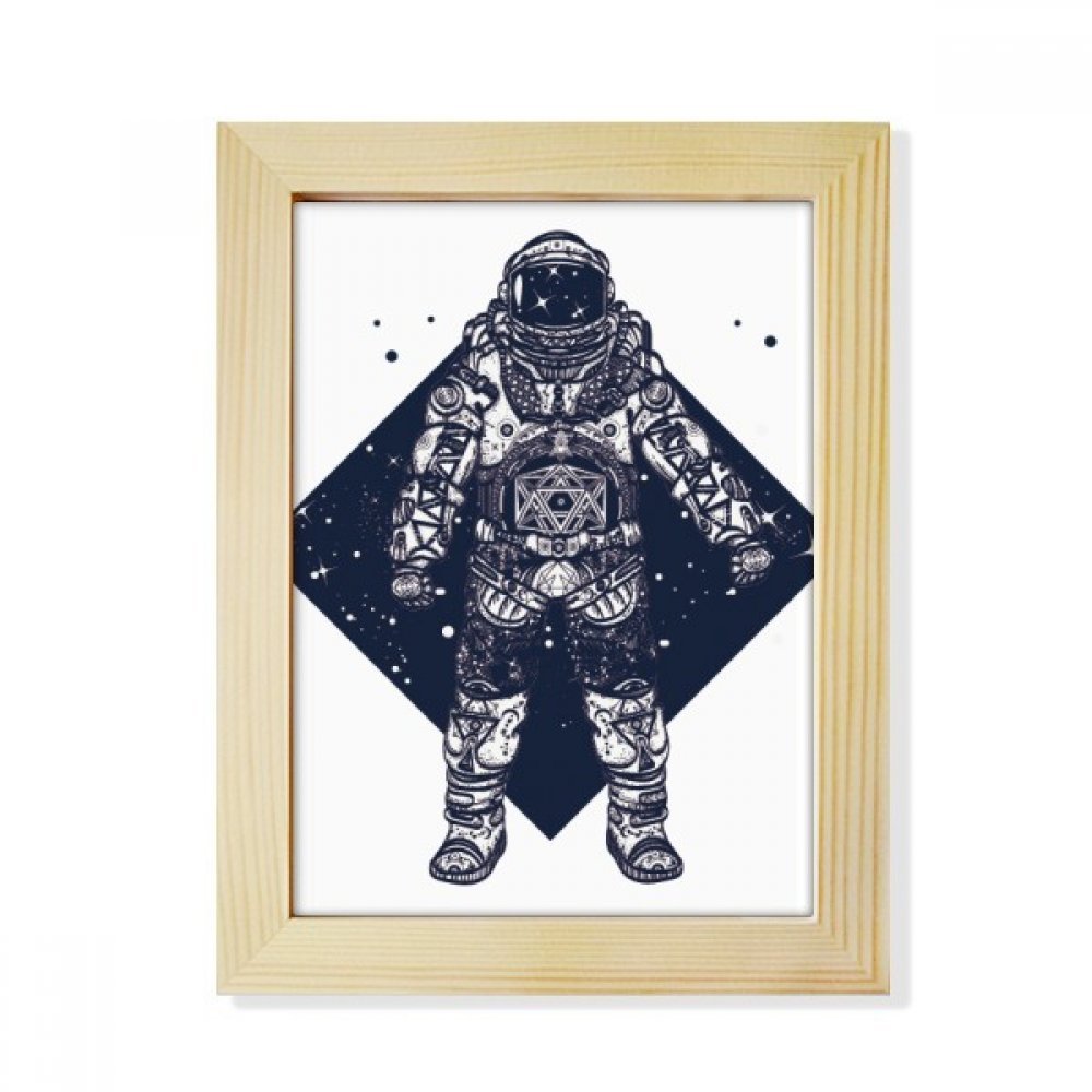 Marco de fotos de madera astronauta cuadro universo decorativo estrellas mesa 6x8