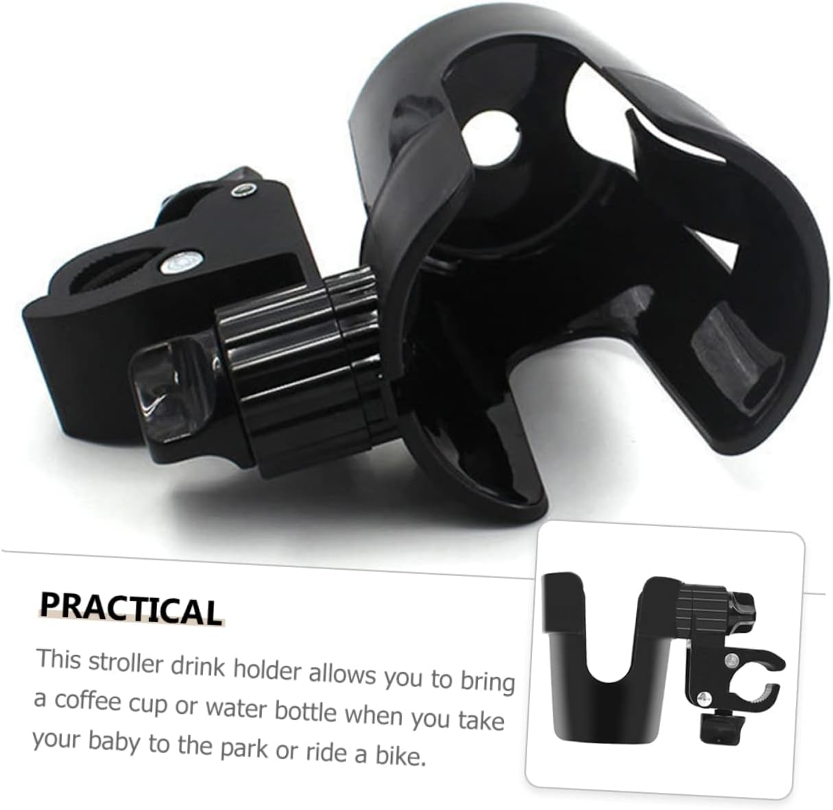 Kisangel Stroller Cup Holder for Bikes and Pushchairs Rotating Drink Holder for Milk Bottles and Water Bottles Lightweight Durable Slip Design Essential Accessory for Go Parents