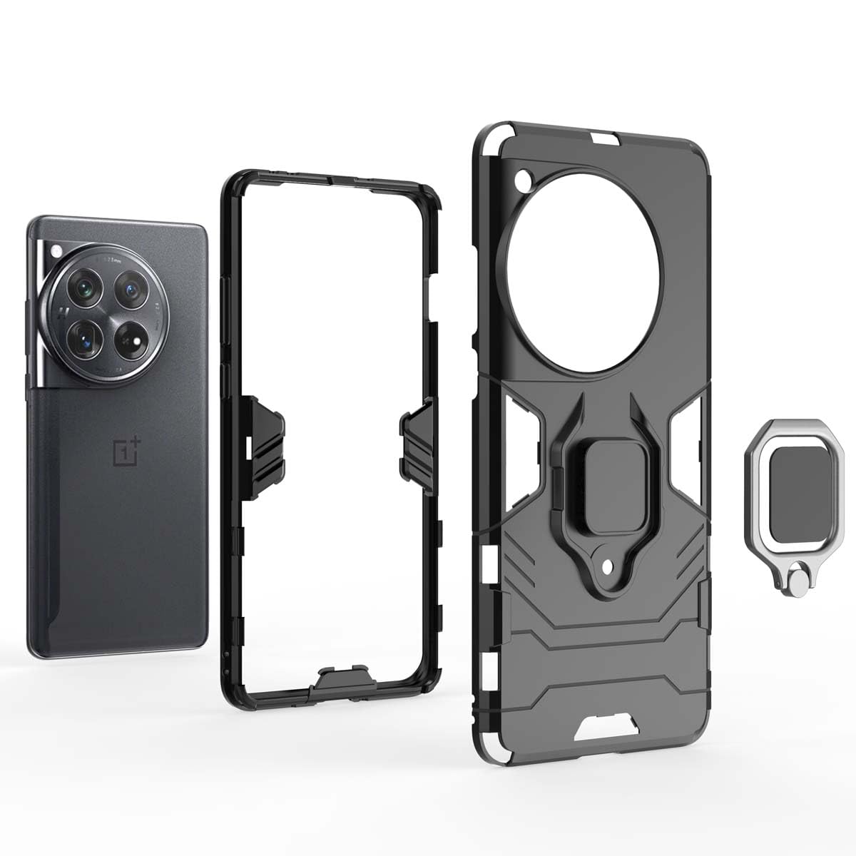 YUECXIN Cover per OnePlus Nord 4 5G con Protezione Case Scivolo per Lente e Supporto Anello Rotante, Armor Antiurto Custodia in PC Rigido e Silicone Morbido, Verde