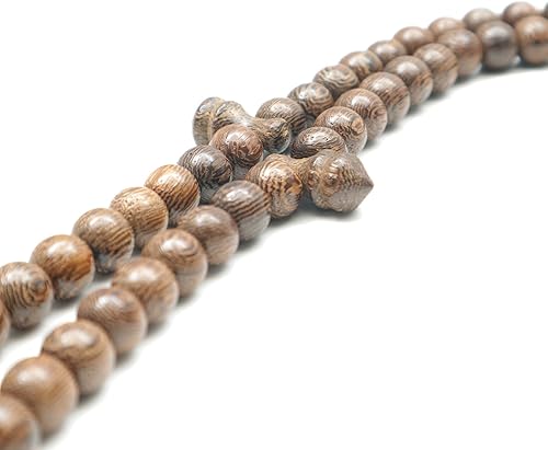 Miniatura 6 de Cuentas de oración islámica de madera  Natural Johar Tasbih 99 ct Redondo 0.315 in Cuentas con Borlas Negras, Madera, No es una piedra preciosa