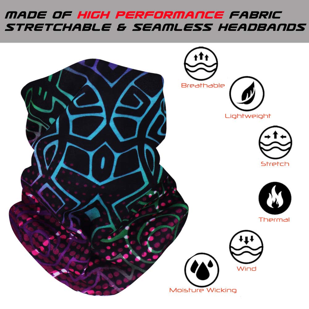 6 Pezzi Copricapo Multifunzione Fascia Bandana Sciarpa di Riciclaggio della Bici Tubo Elastico Fascia Magica Balaclava Maschera UV Residence per Yoga Climb Ciclismo Hiking