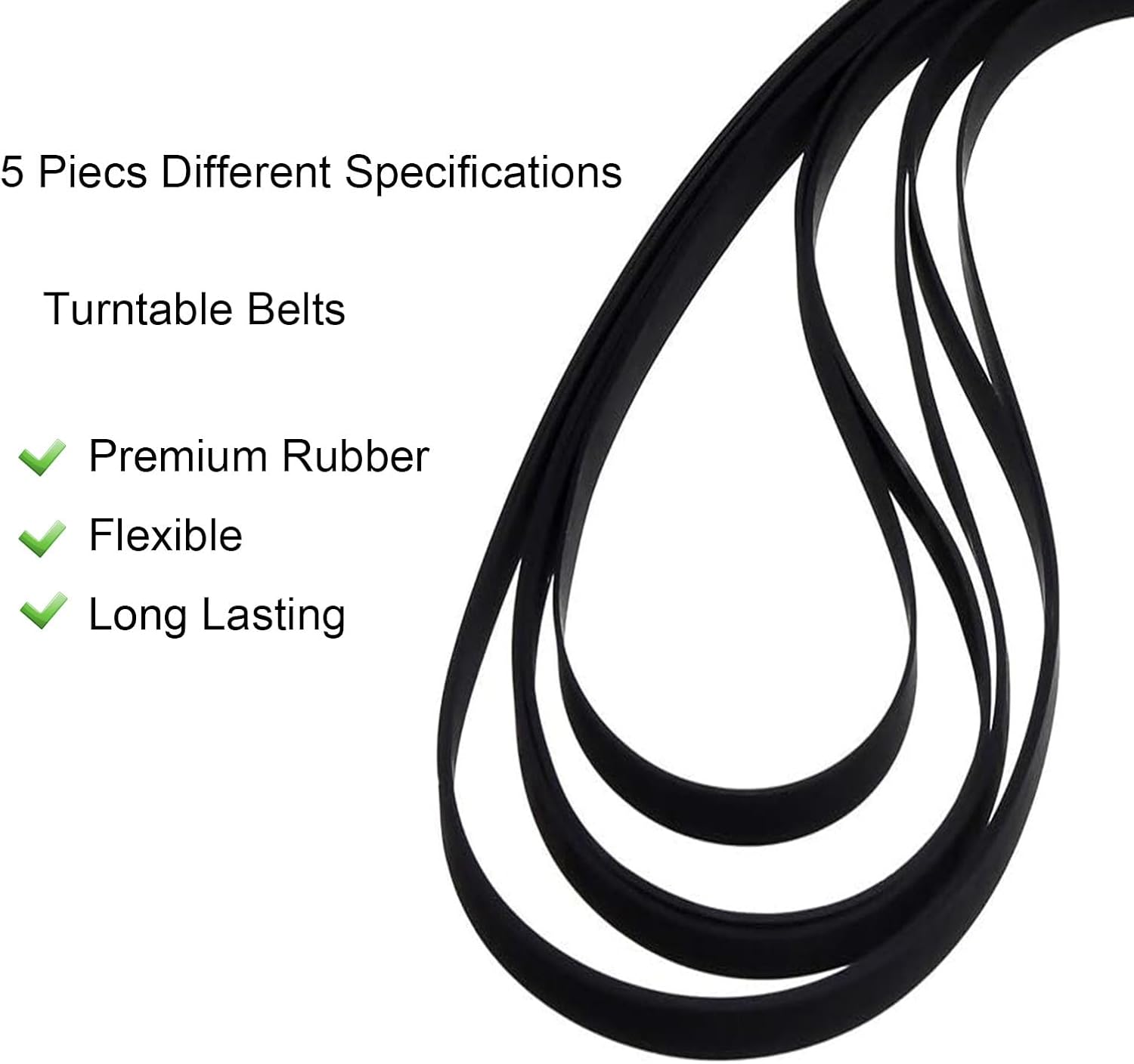 JIEPRO Turntable Replacement Belts 5 Piecs Different Specifications Machine Recorder Rubber Belt for Most Belt-Driven Turntables, Compatible with Technics image 3