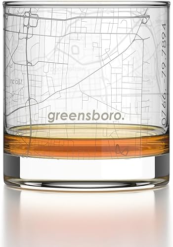 Vista 441 de Well Told Vaso grabado de Washington DC Map Rocks, vidrio de whisky antiguo (11 onzas, transparente), regalo para los amantes del whisky 147-Claro