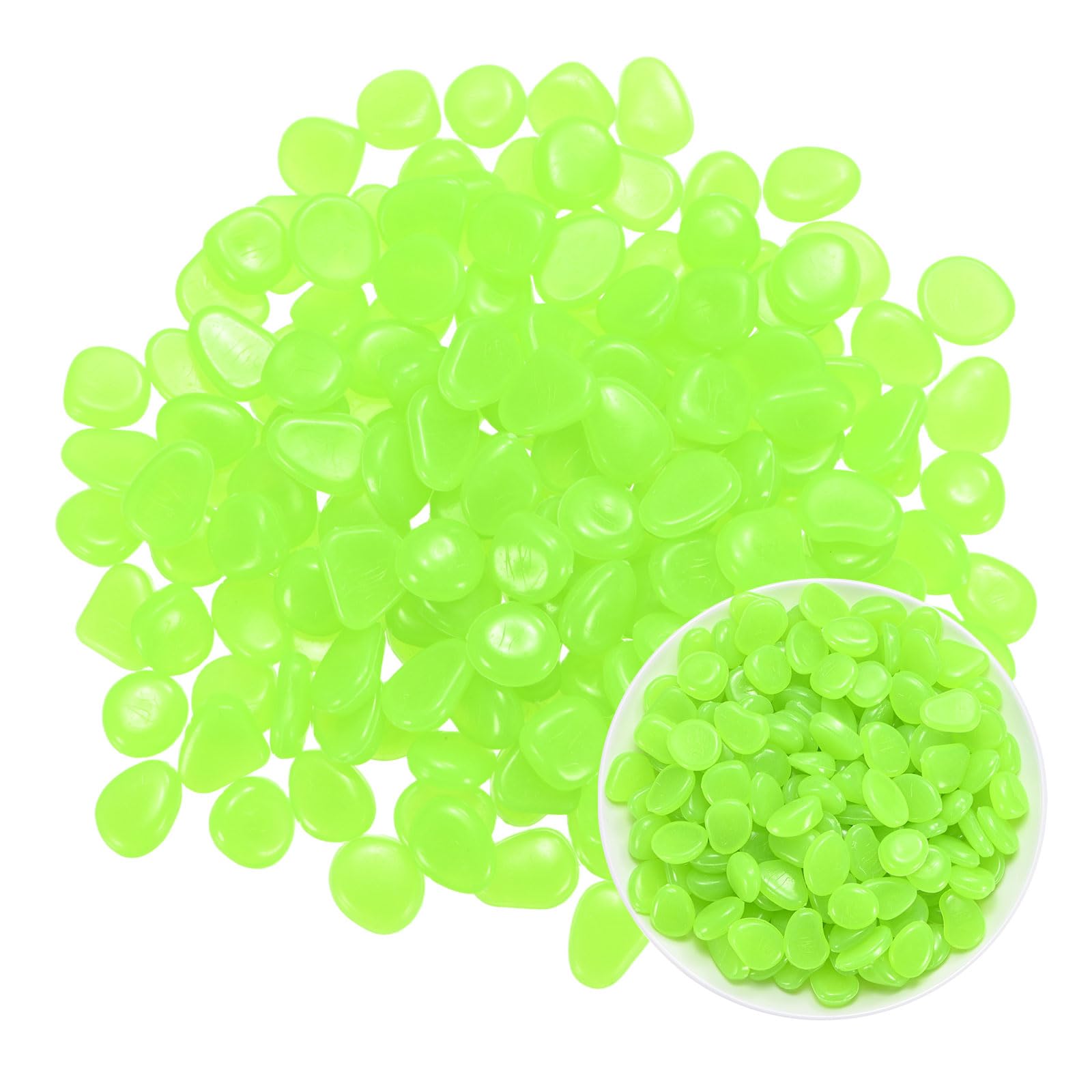 M METERXITY 100-Pack Glow in the Dark Rocks, 0.79" Resin Outdoor Garden Decorations Luminous Pebbles Stones for Garden Plants/Aquarium/Backyard Path, Aquarium Gravel [Green]
