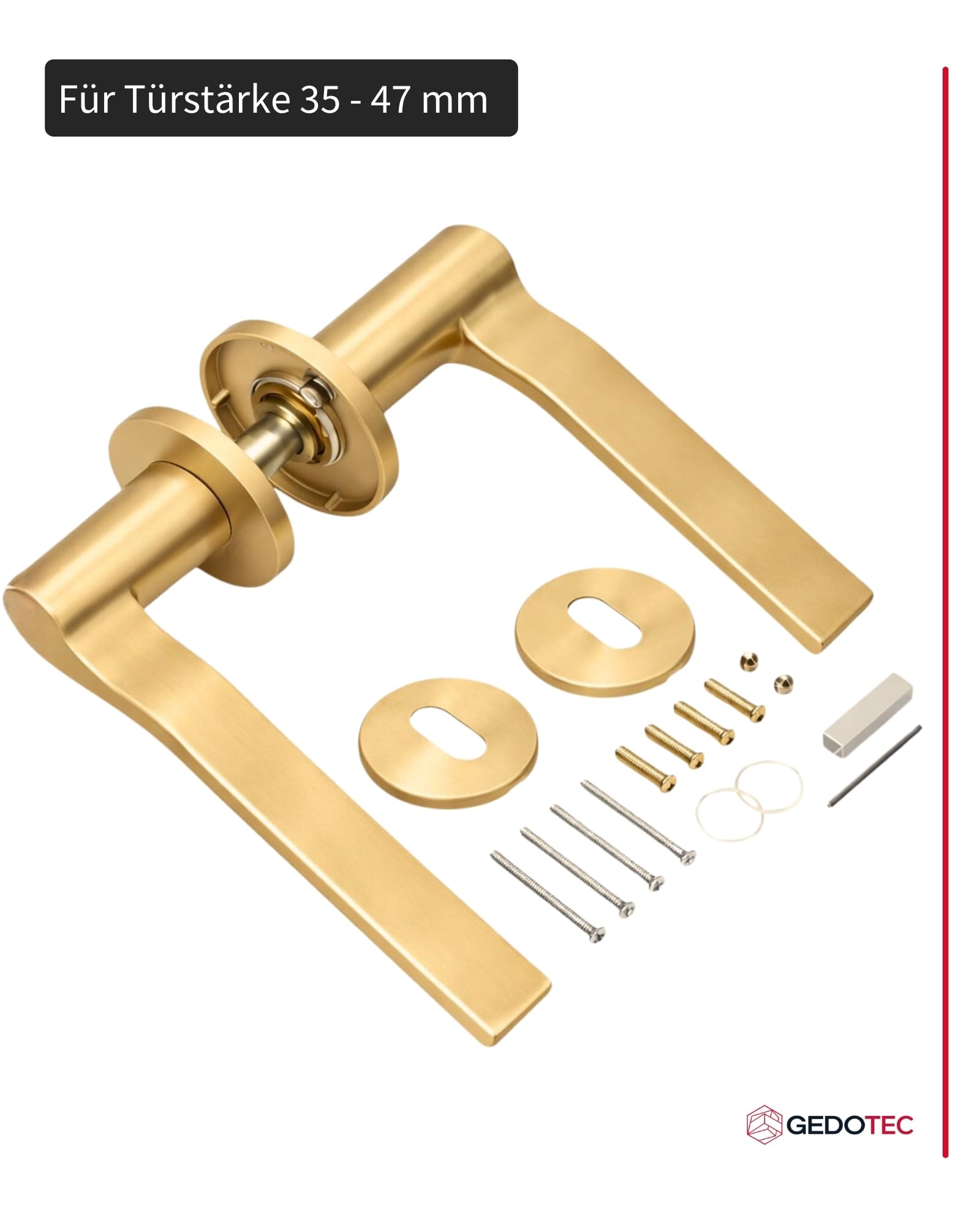 Gedotec ONDA - Set di maniglie per porte interne in metallo, rosetta BB in ottone, maniglia per porta della stanza, rosetta rotonda per porte di spessore da 35 a 47 mm