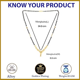 Women Traditional Gold Plated Pearl Mangalsutra With Black Bead Chain (Gold)