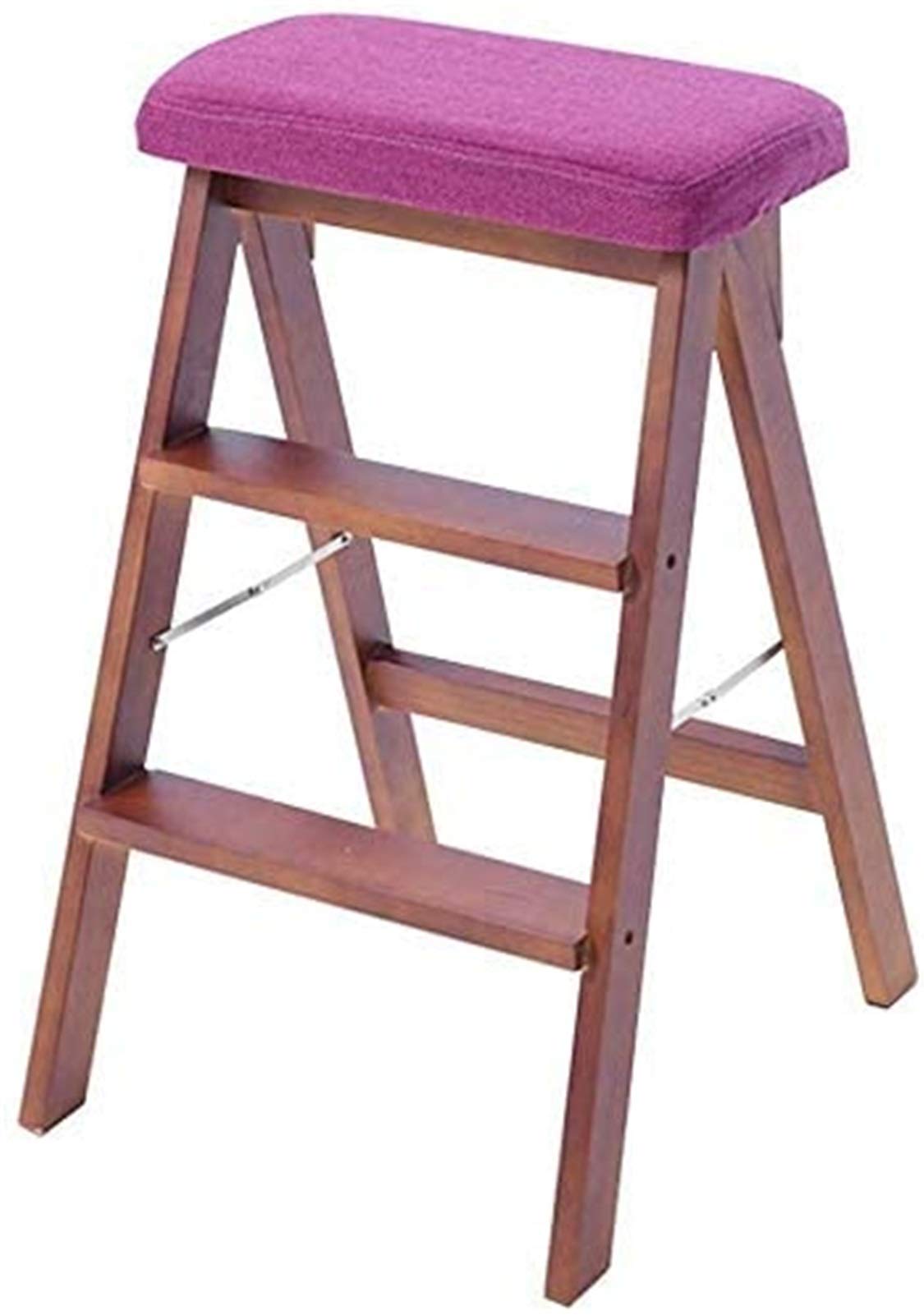Escabeau pliant 3 échelles et tabouret de bureau en bois marron confort 150 kg