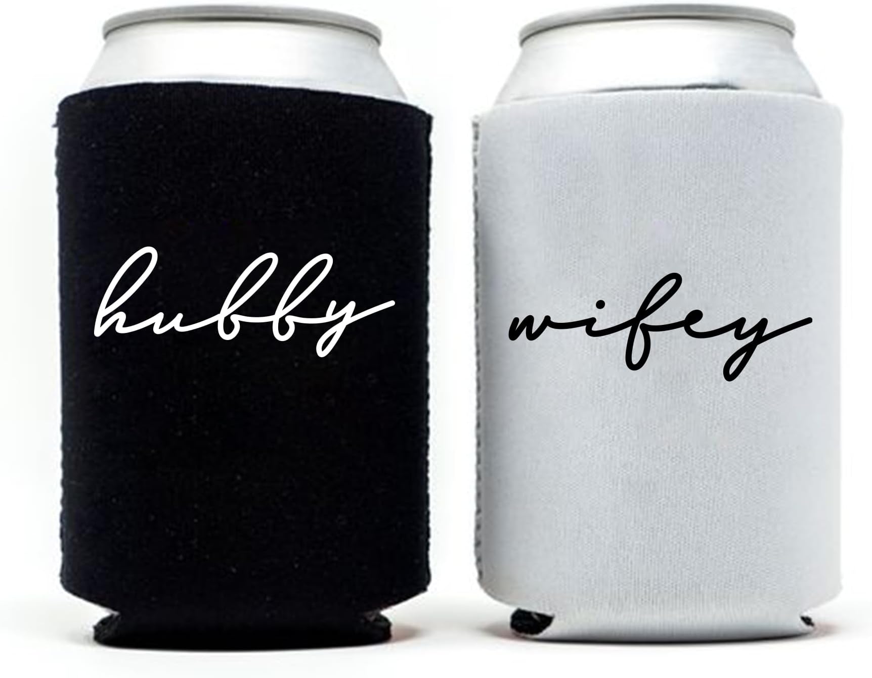 GroomBrideGifts Honeymoon Essentials Gifts - Hubby and Wifey Novelty Can Cooler|Wedding Engagement Gifts for Couples