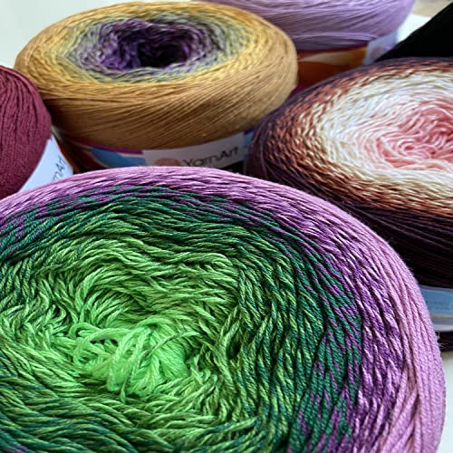 Yarn Art Flowers Yarn 55% Cotton 45% Acrylic 250Gr 1094Yds Multicolor Cotton Yarn Rainbow Crochet Yarn Spring Summer 2 Sport (319) #TOP3