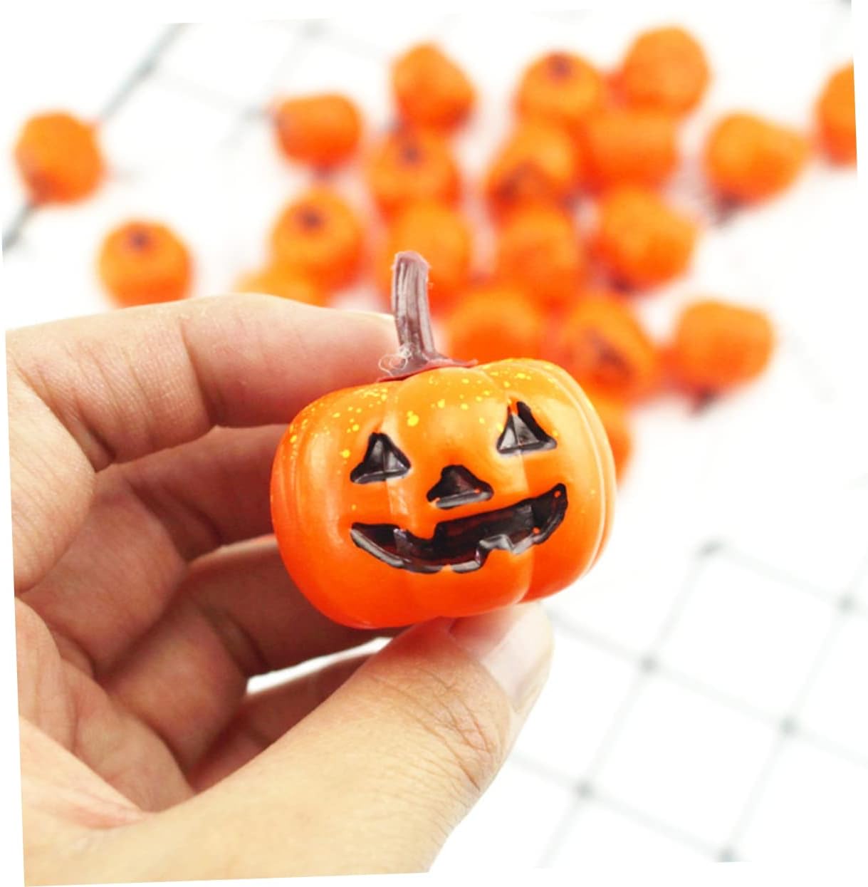 32Pcs Artificial Plastic Pumpkins Lifelike Small Pumpkins for Halloween Thanksgiving Day and Fall Decorations Fake Pumpkins for Home Kitchen and Outdoor Decor