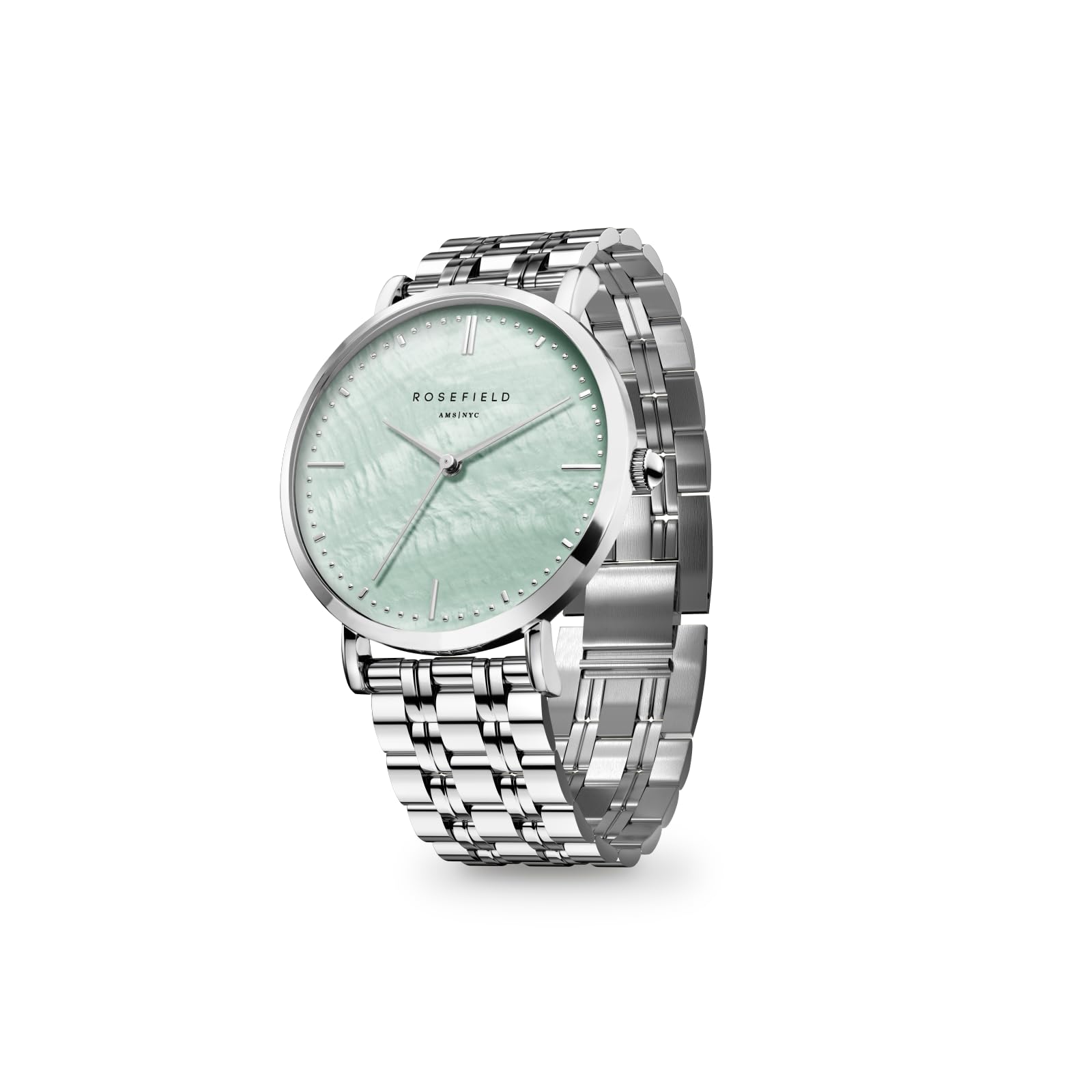 Rosefield Upper East Side z miętową zieloną tarczą i srebrną obudową 33 mm ze stali nierdzewnej UGSSS-U38, srebrny, Nowoczesny